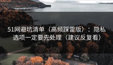 51网避坑清单（高频踩雷版）：隐私选项一定要先处理（建议反复看）