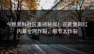 今晚黑料社区重磅秘闻！正能量网红内幕全网炸裂，细节太炸裂