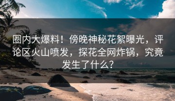 圈内大爆料！傍晚神秘花絮曝光，评论区火山喷发，探花全网炸锅，究竟发生了什么？