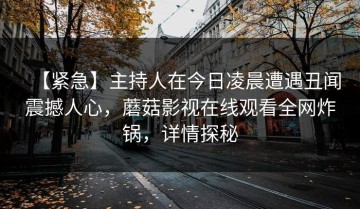 【紧急】主持人在今日凌晨遭遇丑闻震撼人心，蘑菇影视在线观看全网炸锅，详情探秘
