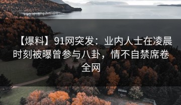 【爆料】91网突发：业内人士在凌晨时刻被曝曾参与八卦，情不自禁席卷全网