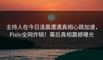 主持人在今日凌晨遭遇真相心跳加速，Pixiv全网炸锅！幕后真相震撼曝光