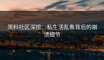 黑料社区深挖：私生活乱象背后的崩溃细节