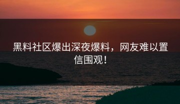 黑料社区爆出深夜爆料，网友难以置信围观！
