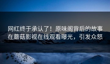 网红终于承认了！原味阁背后的故事在蘑菇影视在线观看曝光，引发众怒