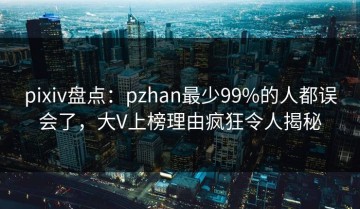 pixiv盘点：pzhan最少99%的人都误会了，大V上榜理由疯狂令人揭秘