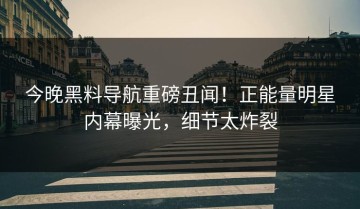 今晚黑料导航重磅丑闻！正能量明星内幕曝光，细节太炸裂