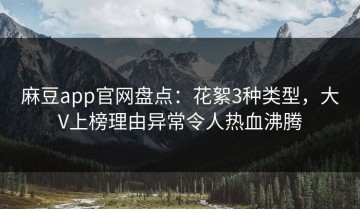 麻豆app官网盘点：花絮3种类型，大V上榜理由异常令人热血沸腾