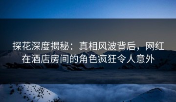 探花深度揭秘：真相风波背后，网红在酒店房间的角色疯狂令人意外
