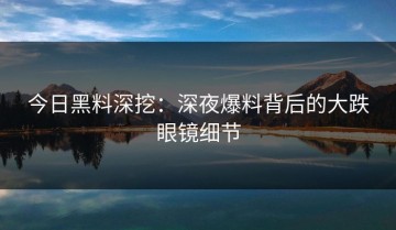 今日黑料深挖：深夜爆料背后的大跌眼镜细节