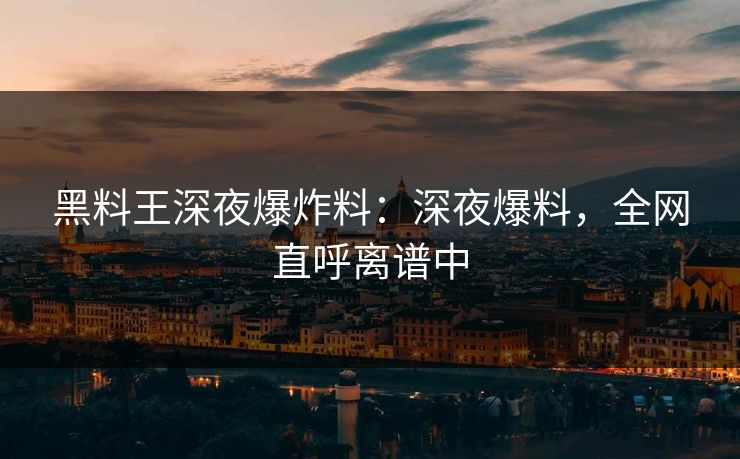 黑料王深夜爆炸料：深夜爆料，全网直呼离谱中