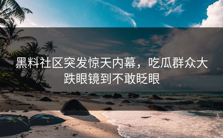 黑料社区突发惊天内幕，吃瓜群众大跌眼镜到不敢眨眼