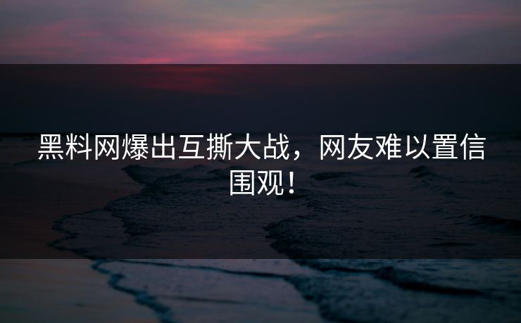 黑料网爆出互撕大战，网友难以置信围观！