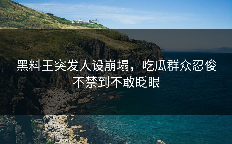 黑料王突发人设崩塌，吃瓜群众忍俊不禁到不敢眨眼