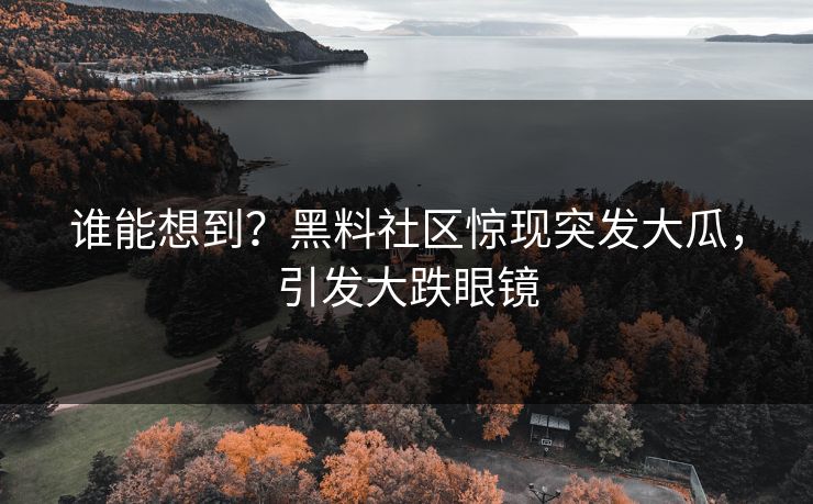 谁能想到？黑料社区惊现突发大瓜，引发大跌眼镜