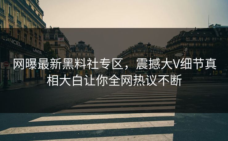 网曝最新黑料社专区，震撼大V细节真相大白让你全网热议不断