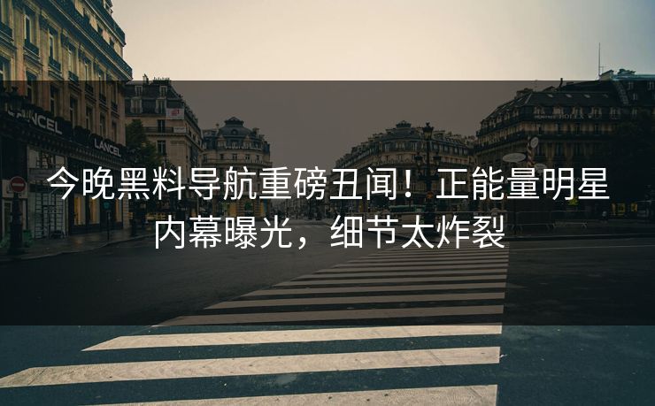 今晚黑料导航重磅丑闻！正能量明星内幕曝光，细节太炸裂