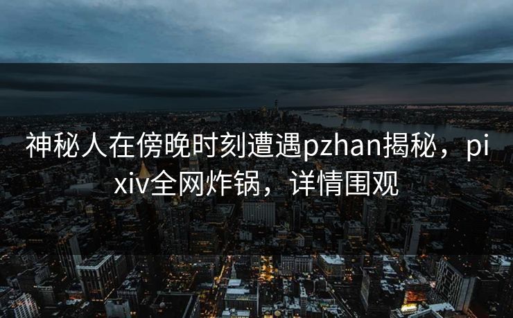 神秘人在傍晚时刻遭遇pzhan揭秘，pixiv全网炸锅，详情围观