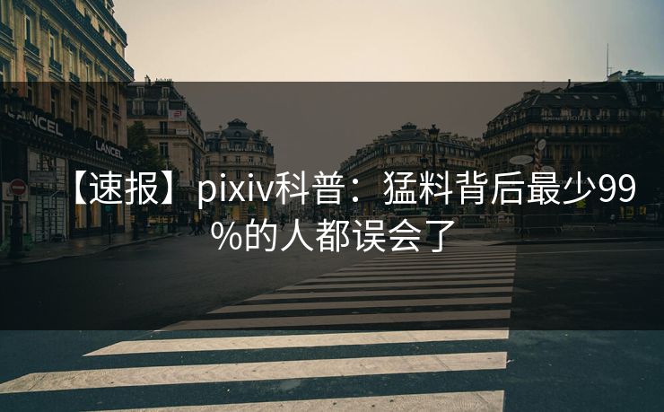 【速报】pixiv科普：猛料背后最少99%的人都误会了