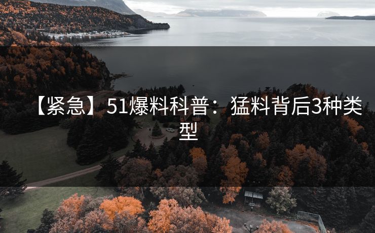【紧急】51爆料科普：猛料背后3种类型