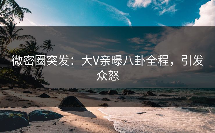 微密圈突发：大V亲曝八卦全程，引发众怒