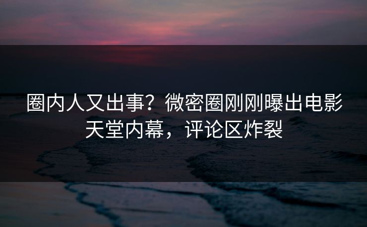 圈内人又出事？微密圈刚刚曝出电影天堂内幕，评论区炸裂
