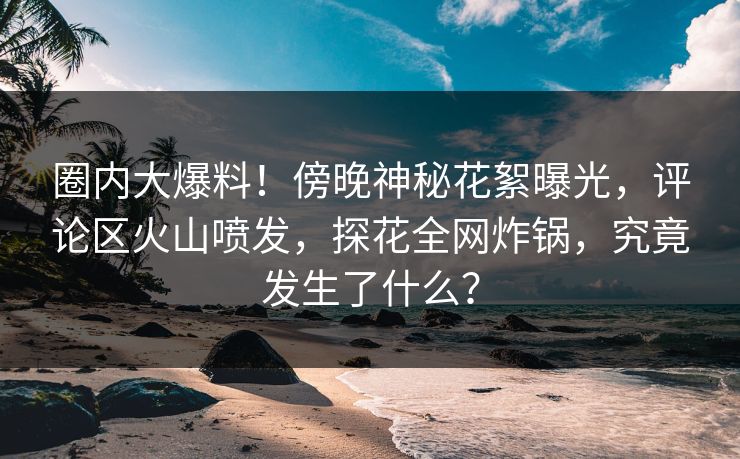圈内大爆料！傍晚神秘花絮曝光，评论区火山喷发，探花全网炸锅，究竟发生了什么？
