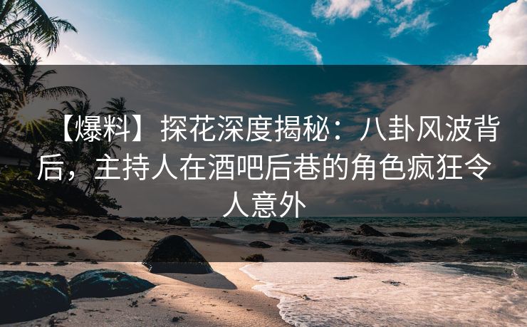 【爆料】探花深度揭秘：八卦风波背后，主持人在酒吧后巷的角色疯狂令人意外