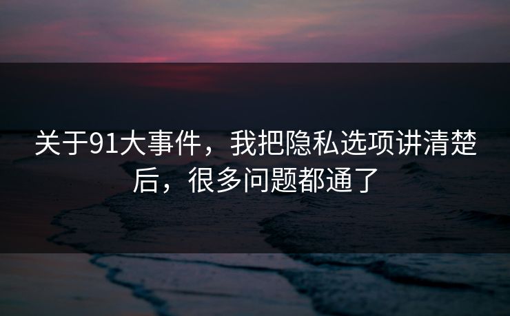 关于91大事件，我把隐私选项讲清楚后，很多问题都通了